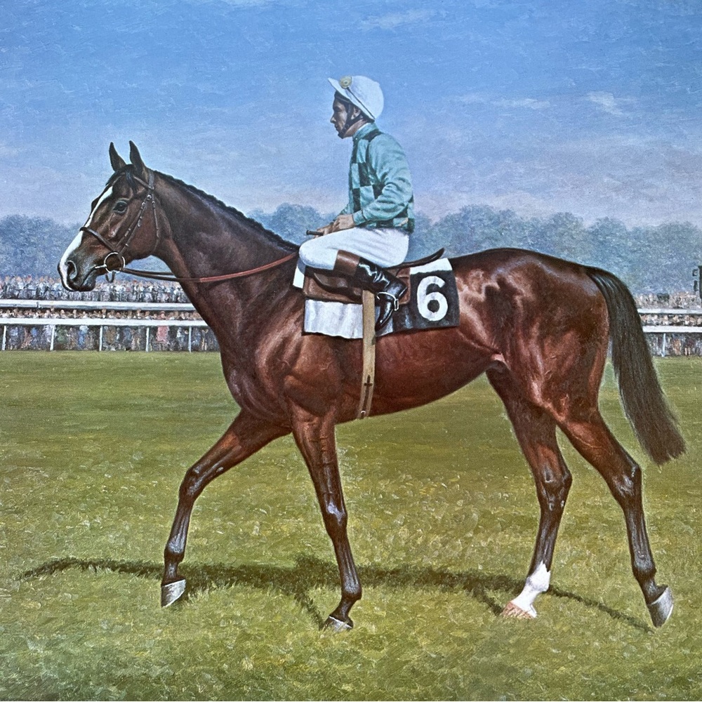 Richard Stone Reeves print book page Exceller thoroughbred horse racing art vtg
